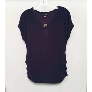 Gorgeous Deep Purple AUW Blouse with Gold Bar